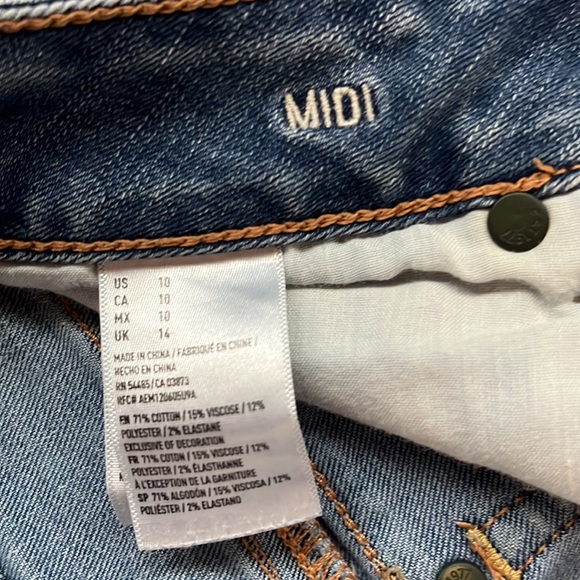 AEO Super Stretch Midi Denim Shorts - Women’s Size 10 - Picture 6 of 7